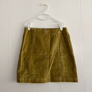 Yellow Green Velvety Free People Mini Skirt Size 6